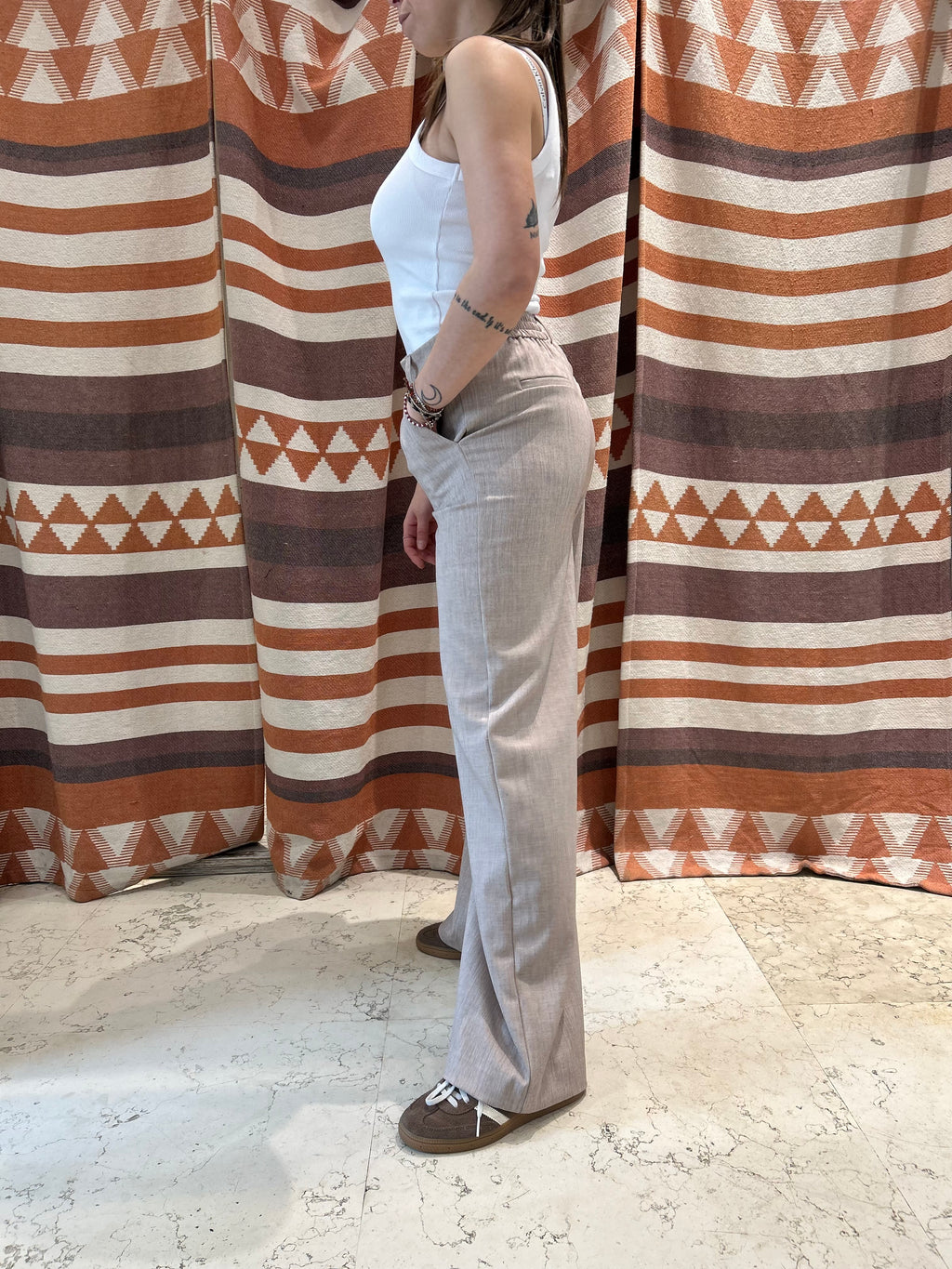 Pantalone VILA palazzo beige elastico