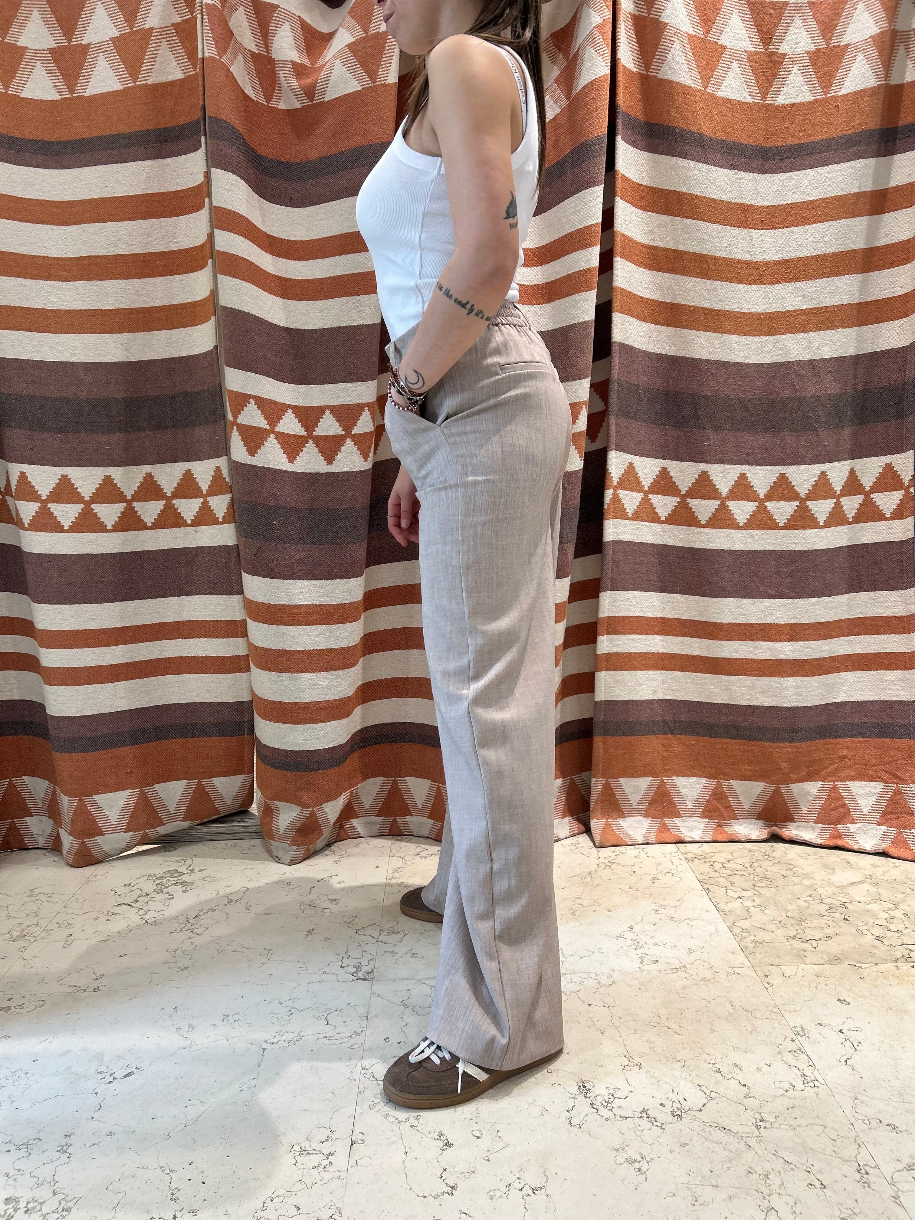 Pantalone VILA palazzo beige elastico