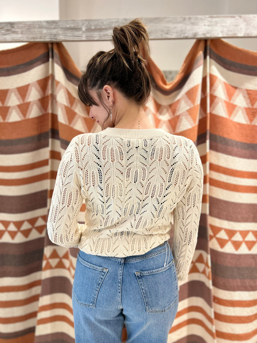 Maglia VILA panna trama verticale