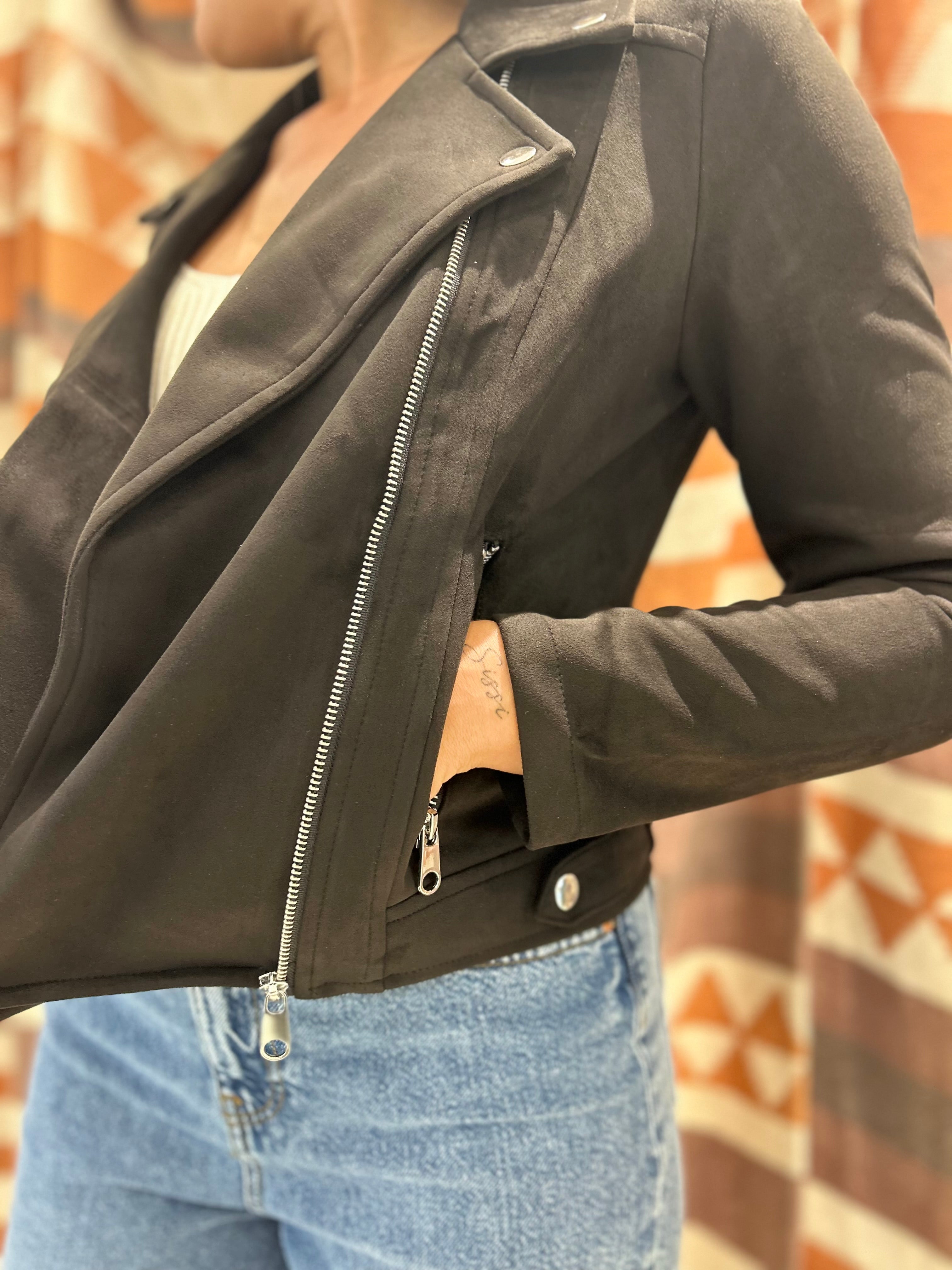Chiodo Vero Moda ecopelle scamosciato nero
