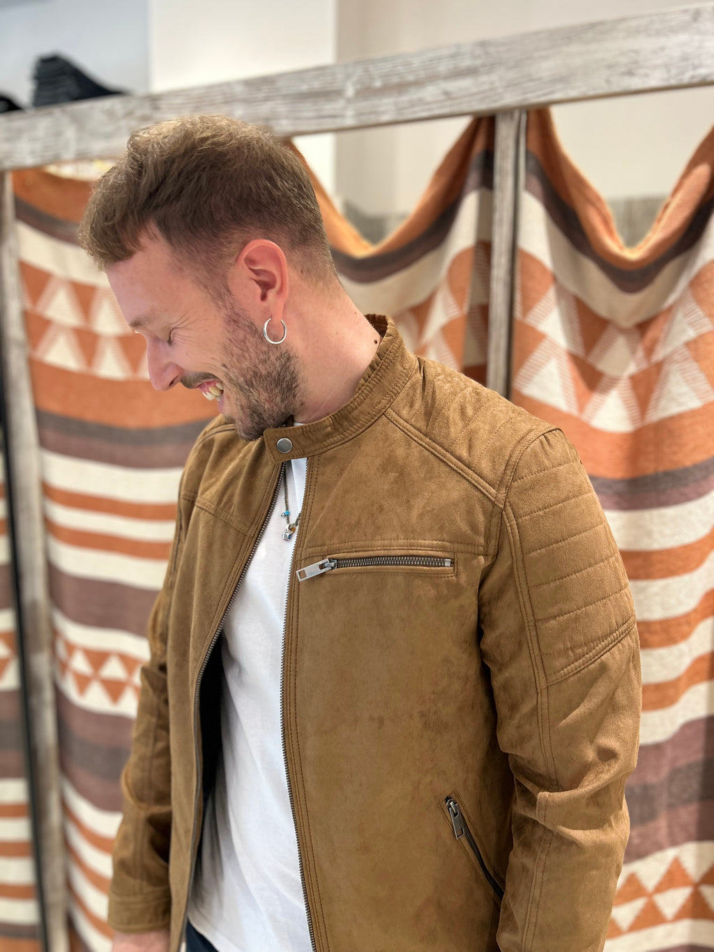 Giubbotto ecopelle scamosciato cognac Jack & Jones