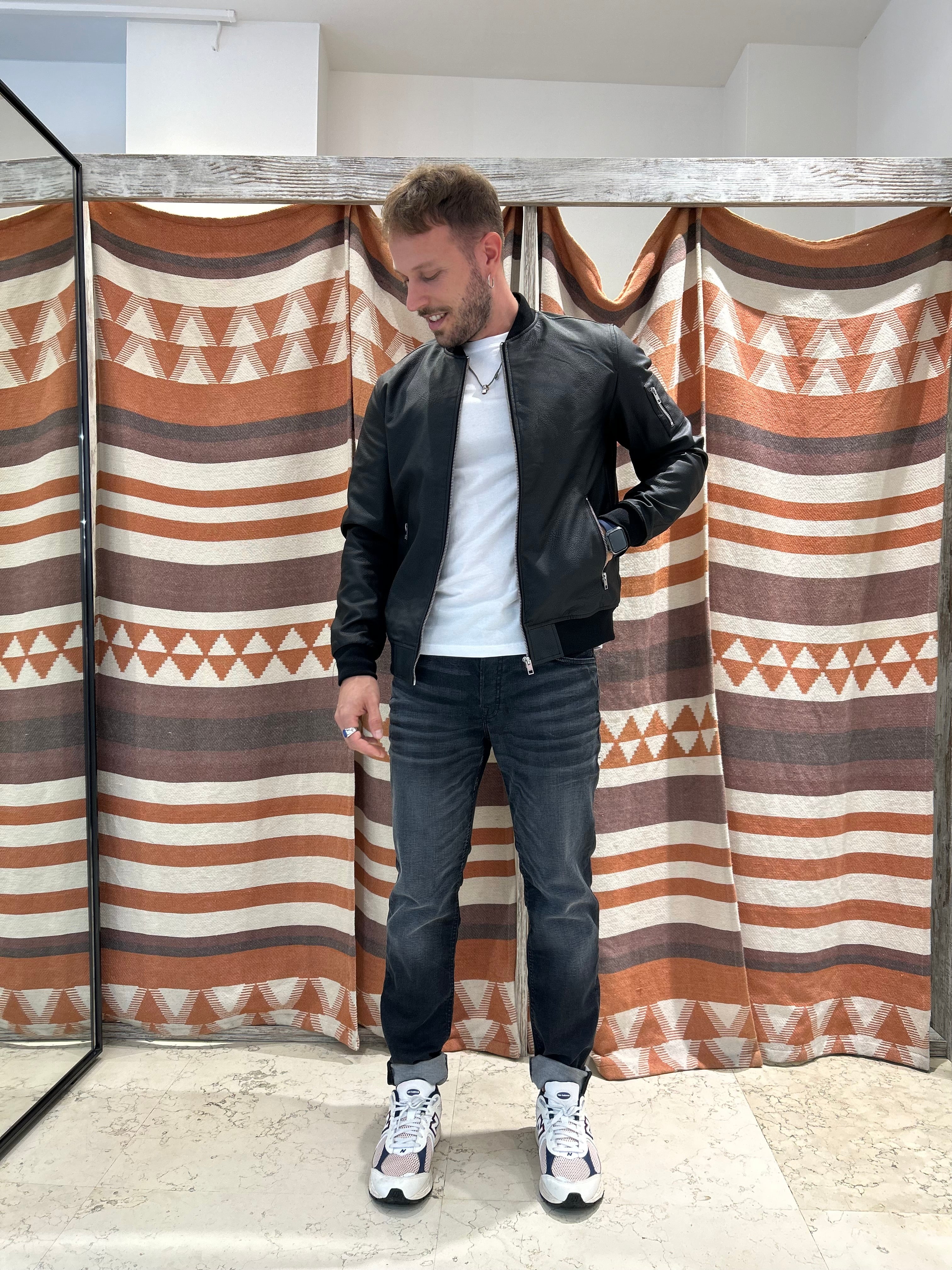 Bomber Jack & Jones ecopelle nero