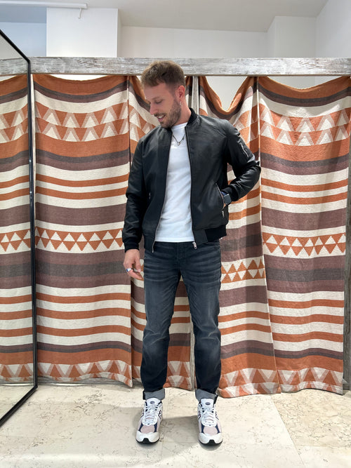 Bomber Jack & Jones ecopelle nero