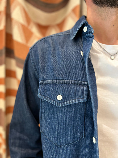 Camicia in denim JACK & JONES blu scuro