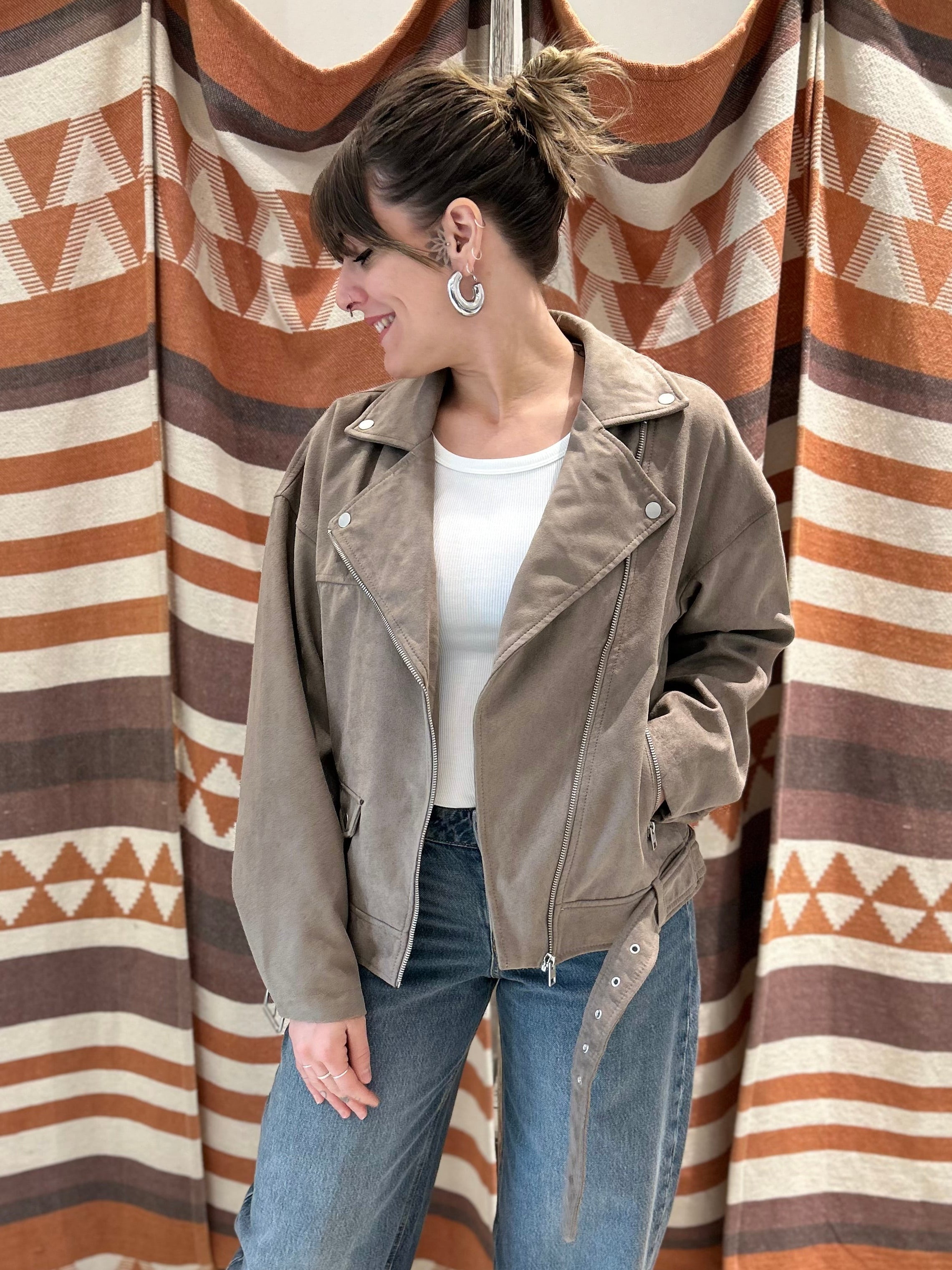 Chiodo JJXX oversize scamosciato tortora