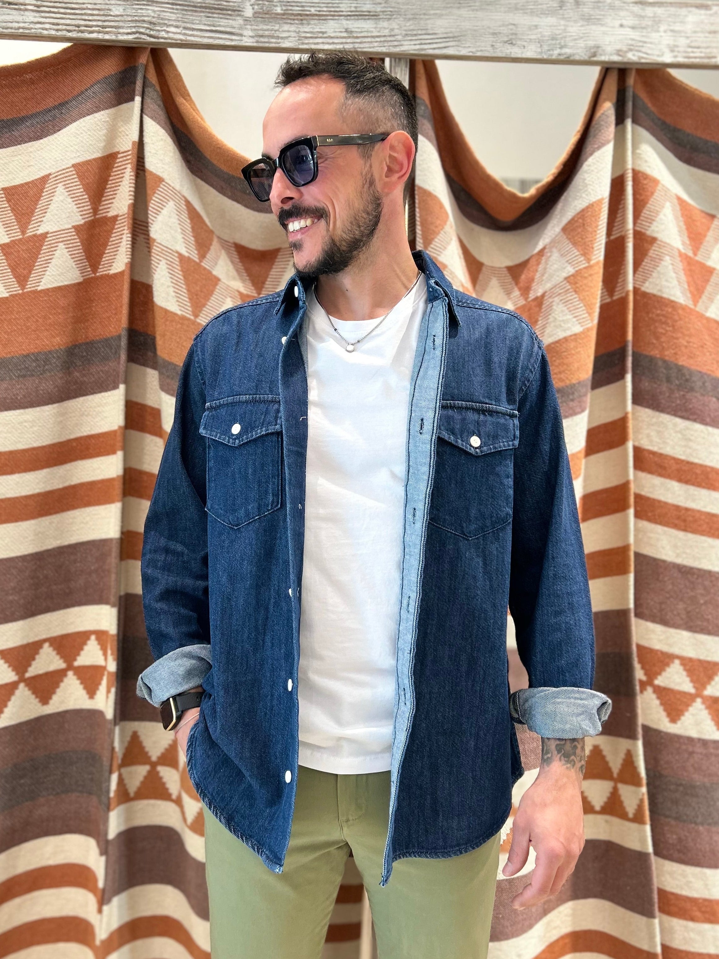 Camicia in denim JACK & JONES blu scuro