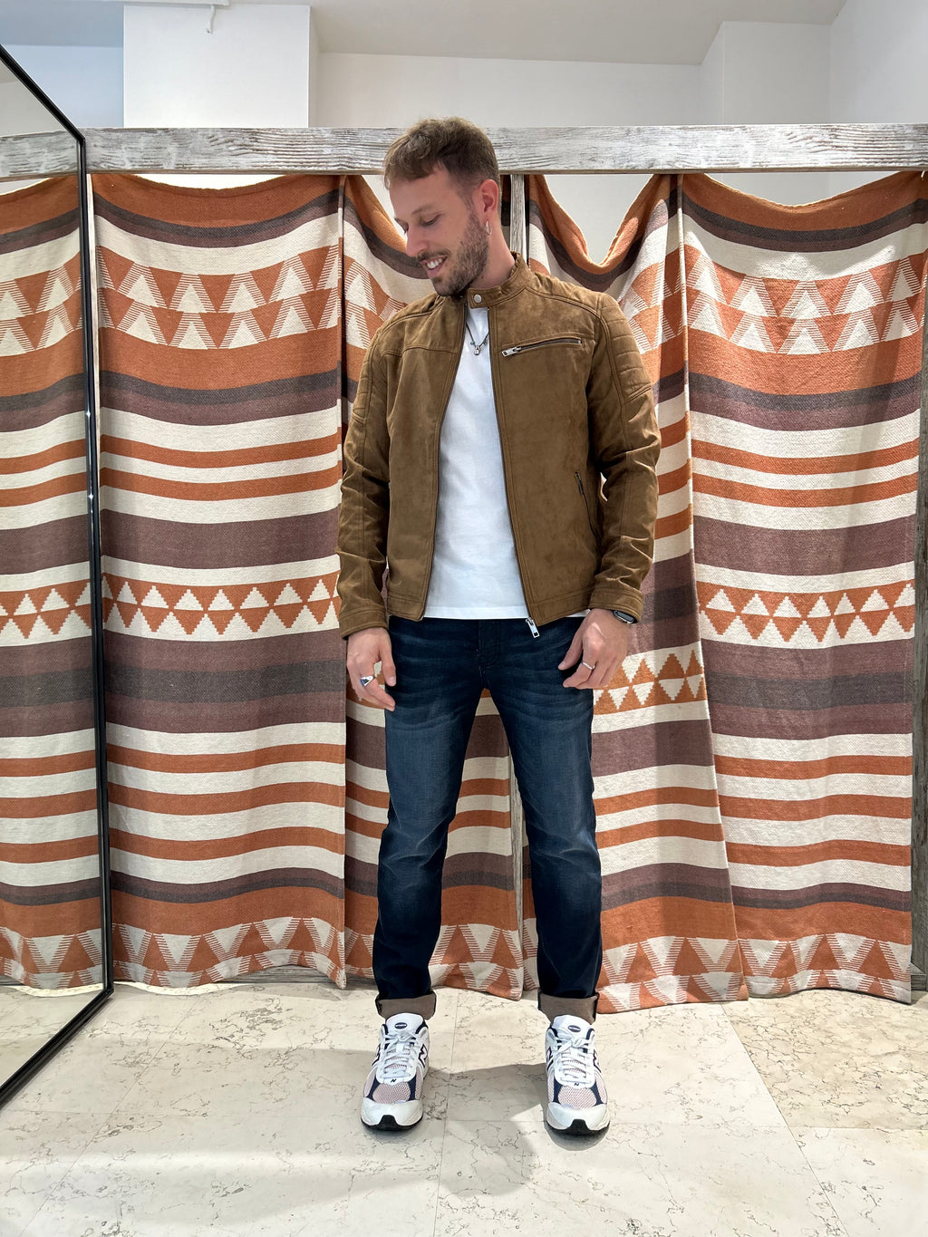 Giubbotto ecopelle scamosciato cognac Jack & Jones
