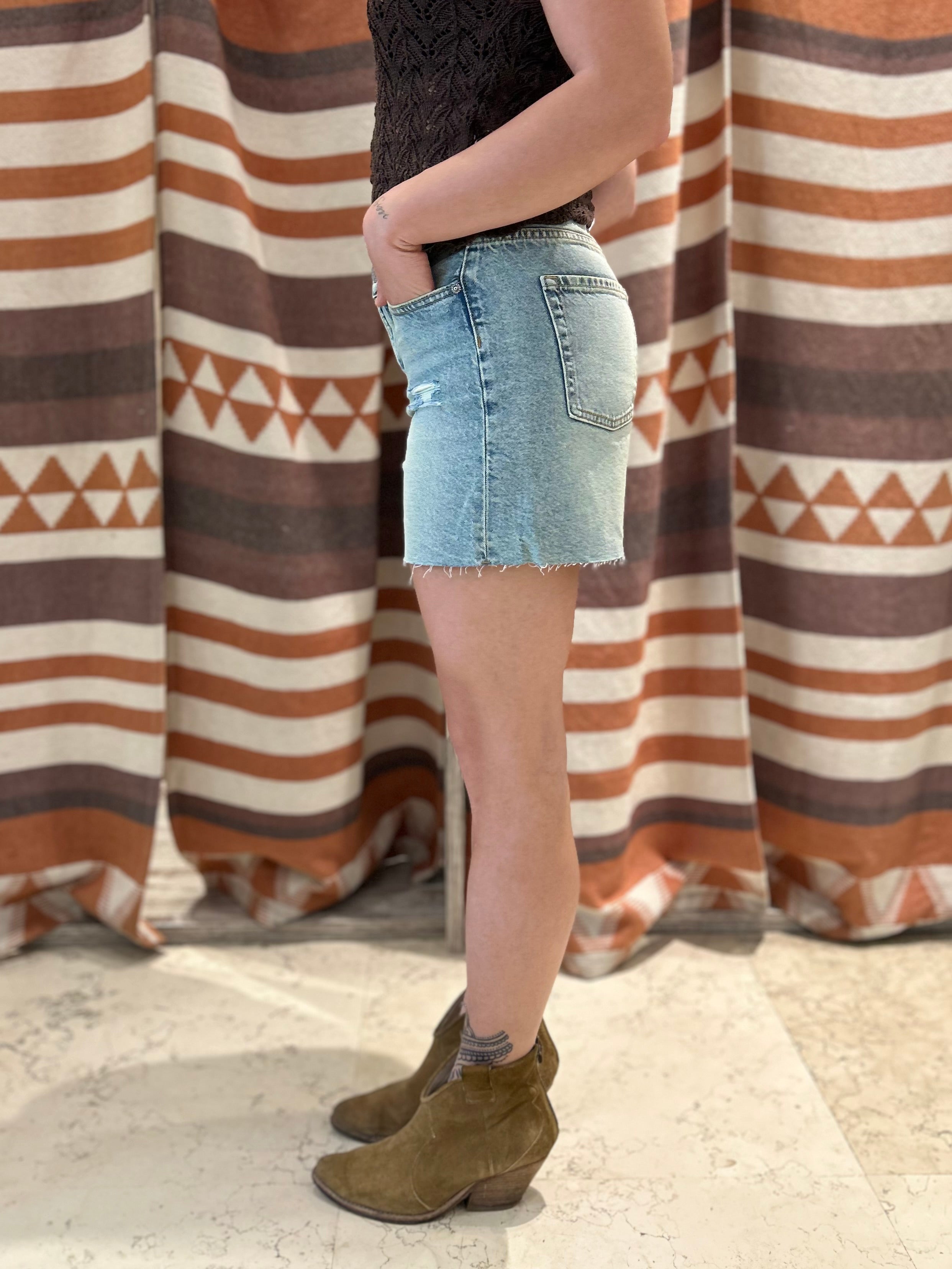 Shorts JJXX taglio vivo strappato azzurro