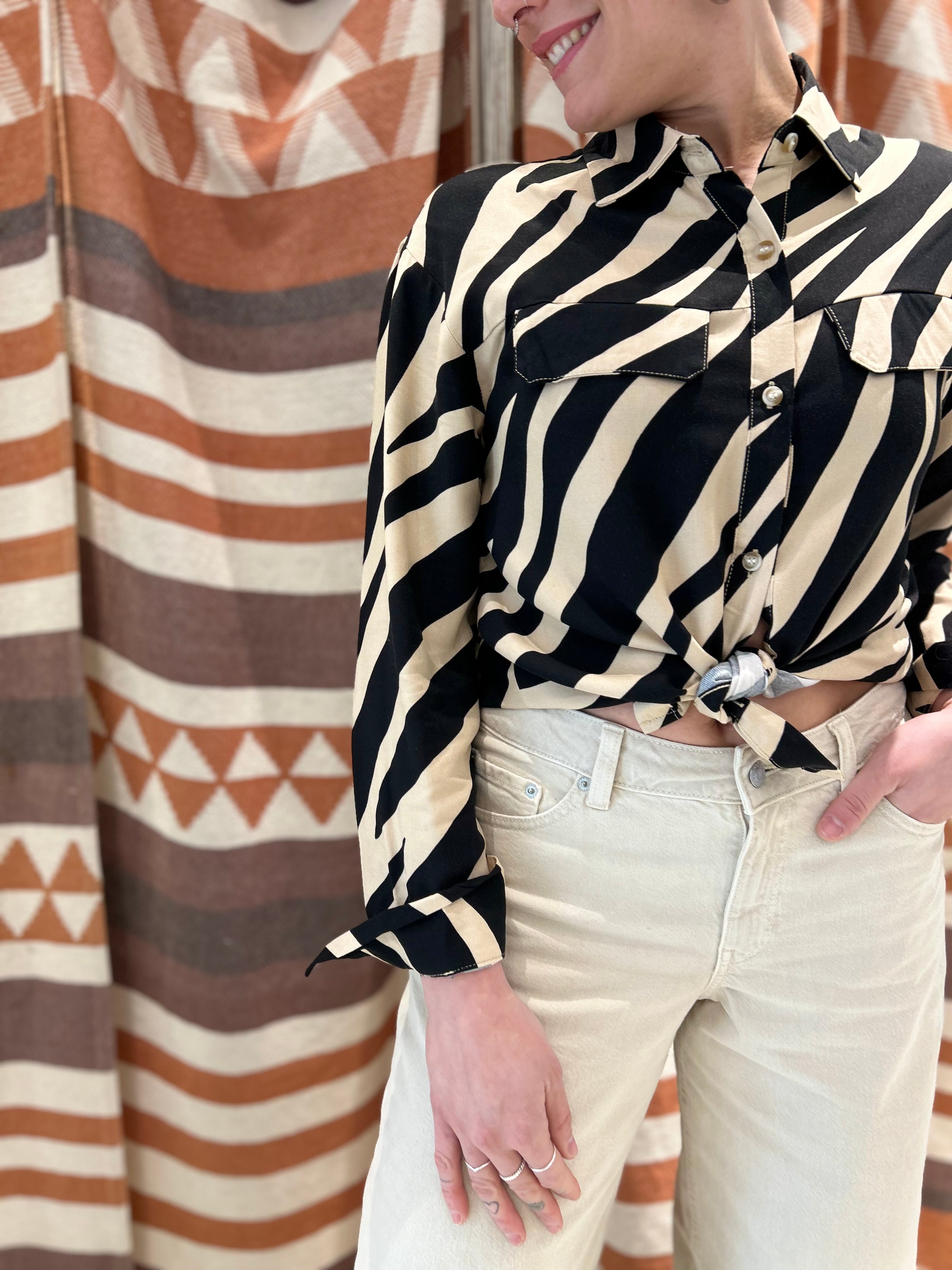 Camicietta zebrata INAPRIL1986 beige e nero