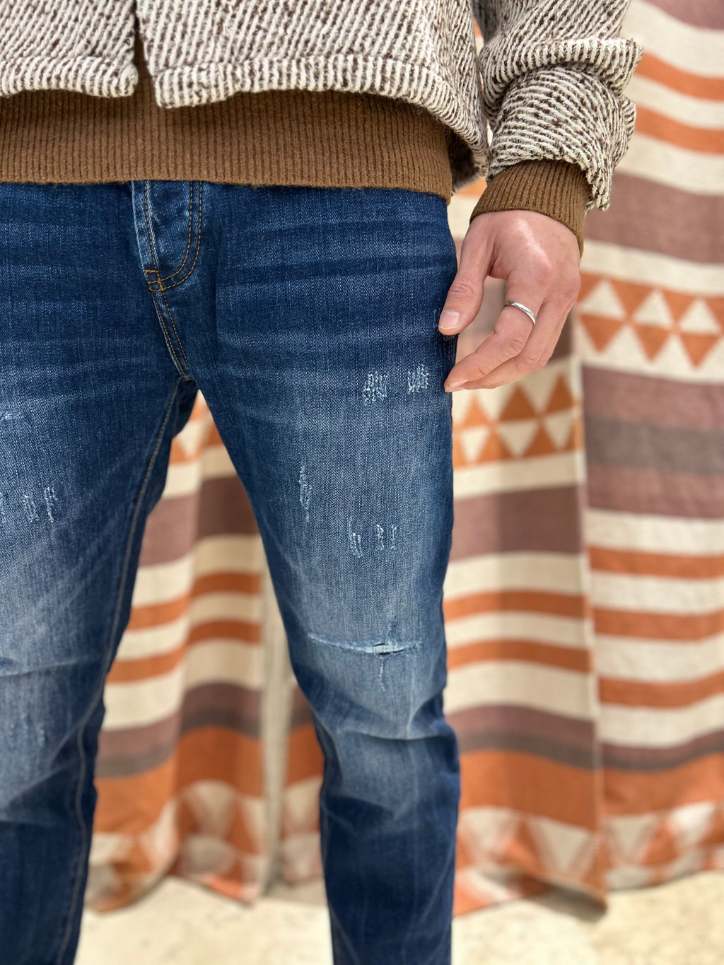 Jeans slim cropped Warren Webber blu scuro