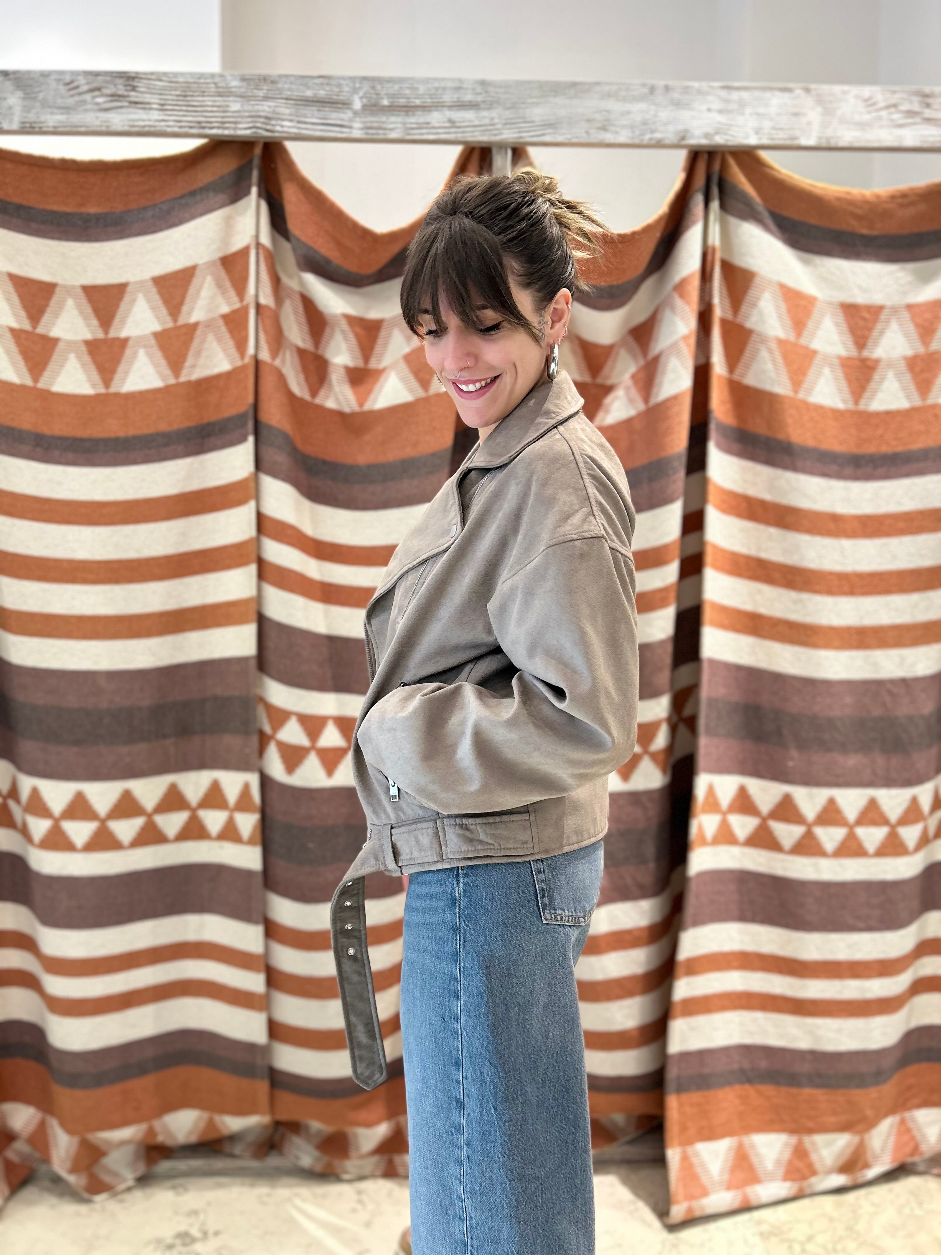 Chiodo JJXX oversize scamosciato tortora