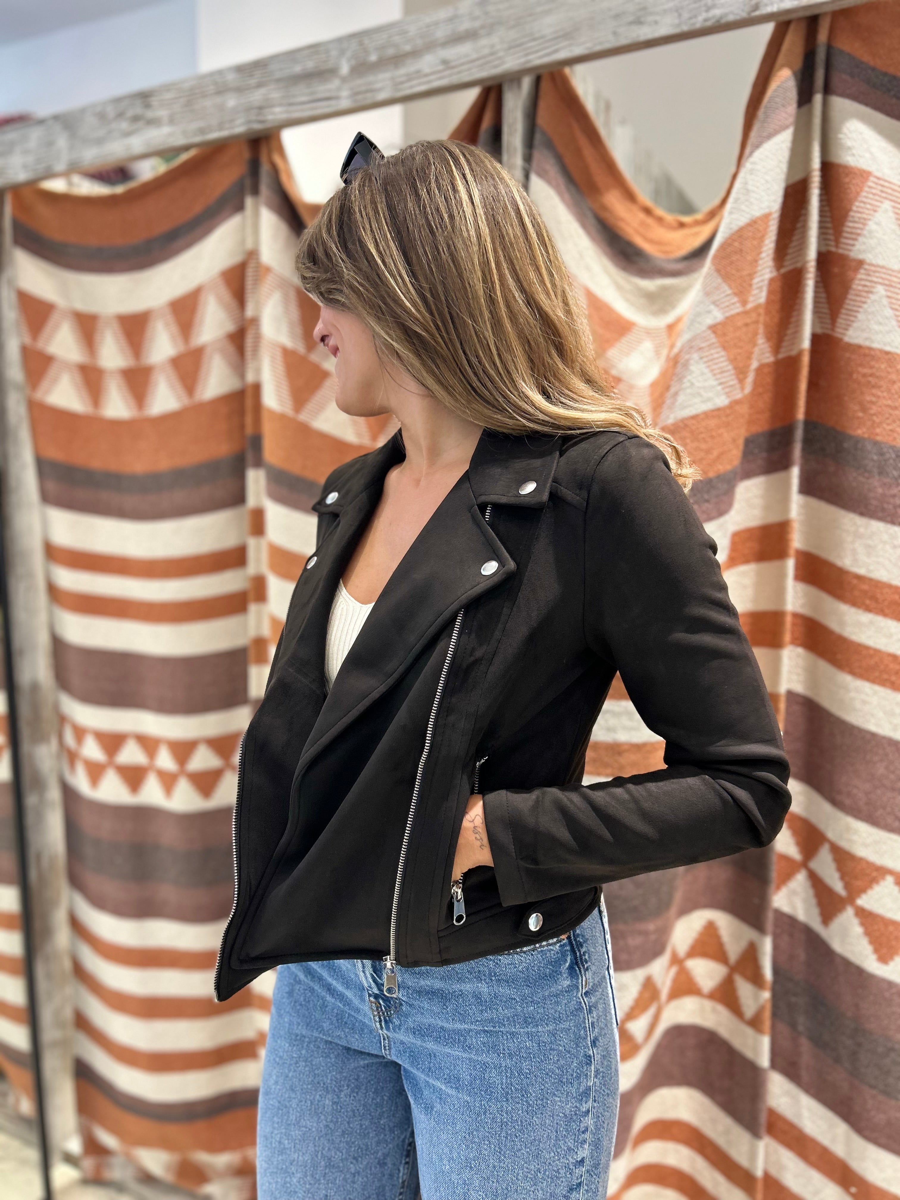 Chiodo Vero Moda ecopelle scamosciato nero