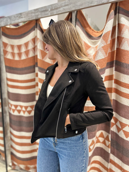 Chiodo Vero Moda ecopelle scamosciato nero