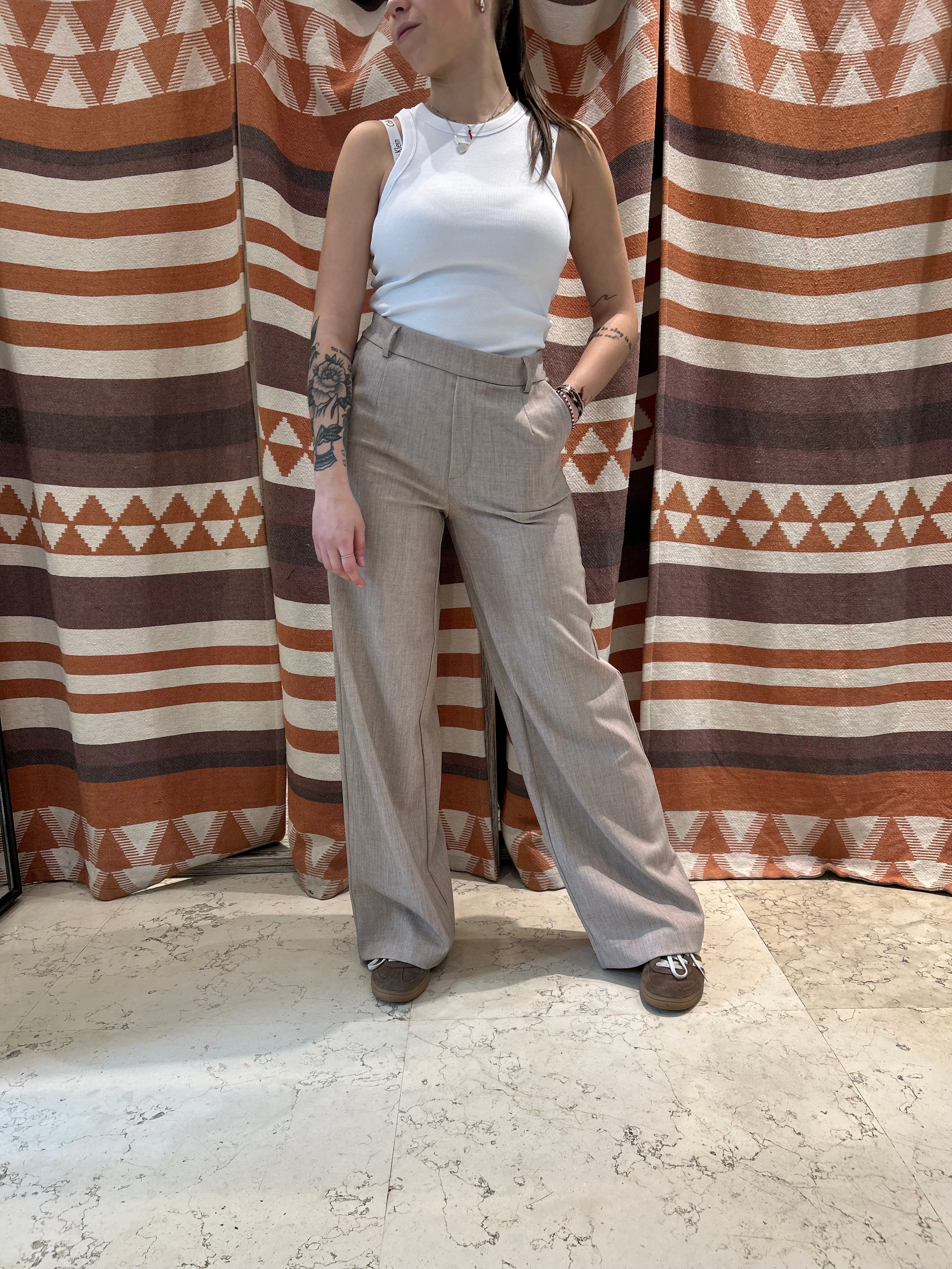 Pantalone VILA palazzo beige elastico
