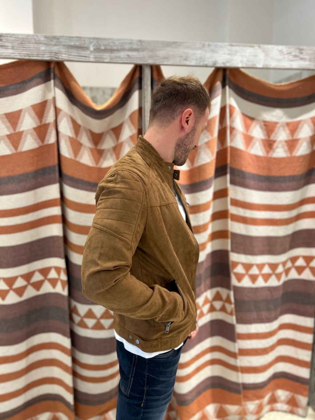 Giubbotto ecopelle scamosciato cognac Jack & Jones