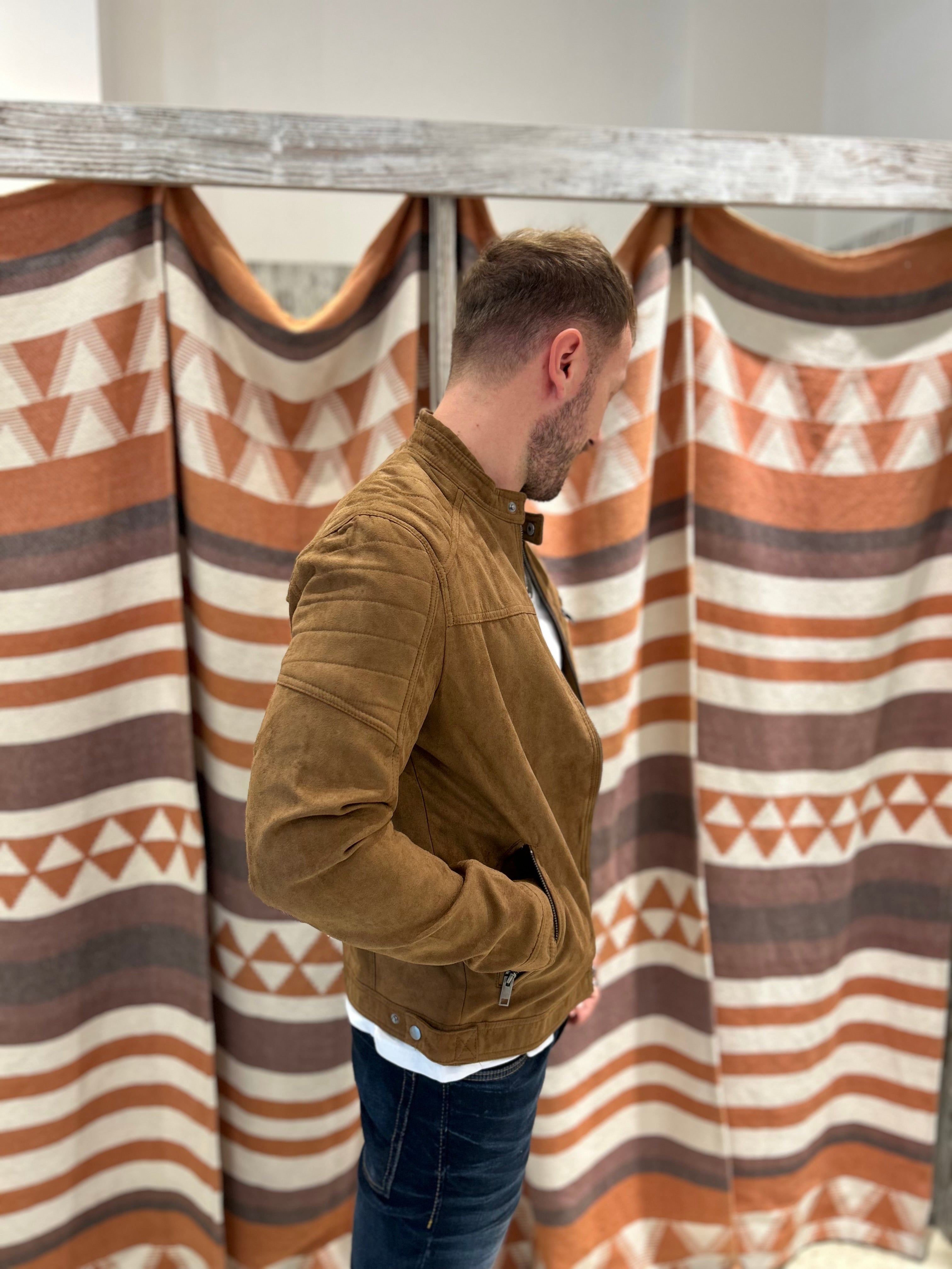 Giubbotto ecopelle scamosciato cognac Jack & Jones