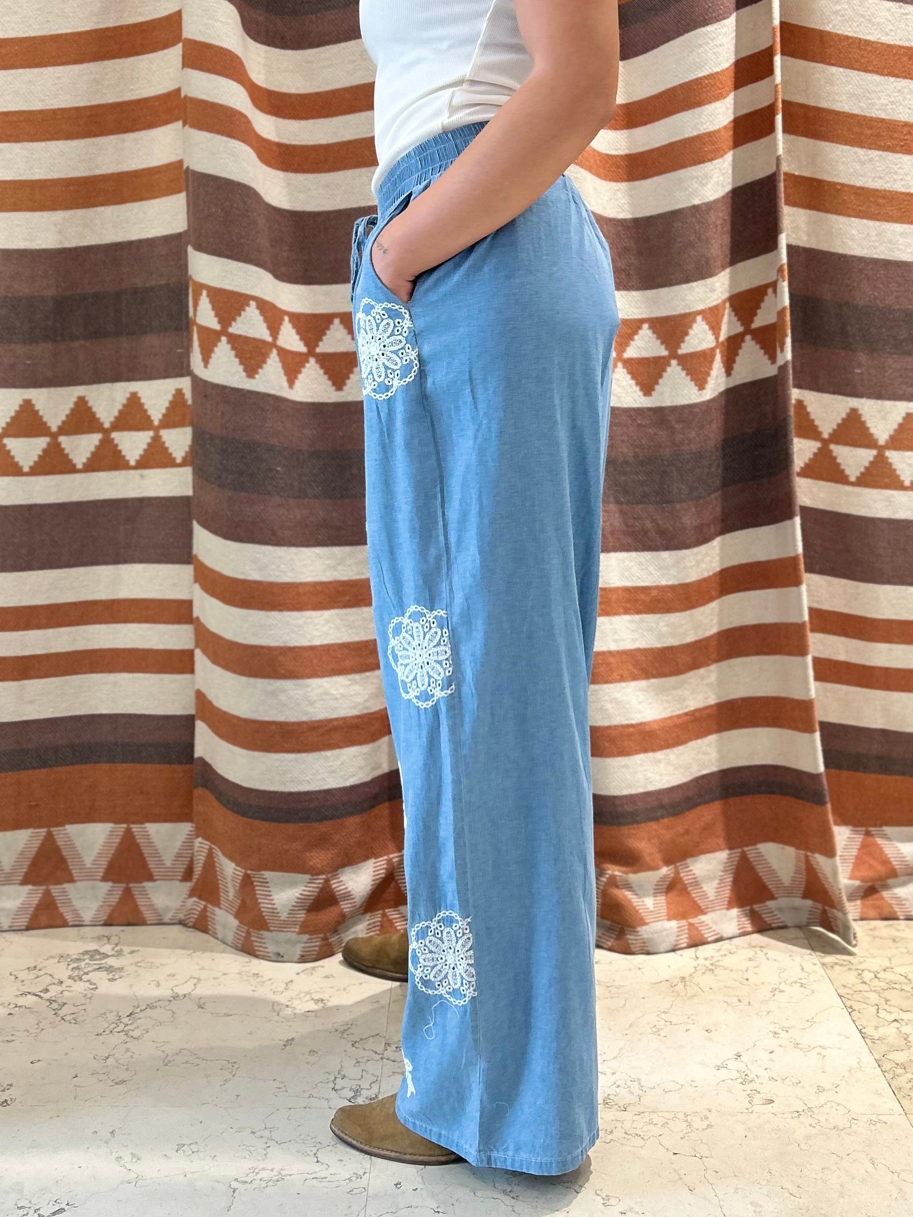 Pantalone INAPRIL1986 azzurro ethnic