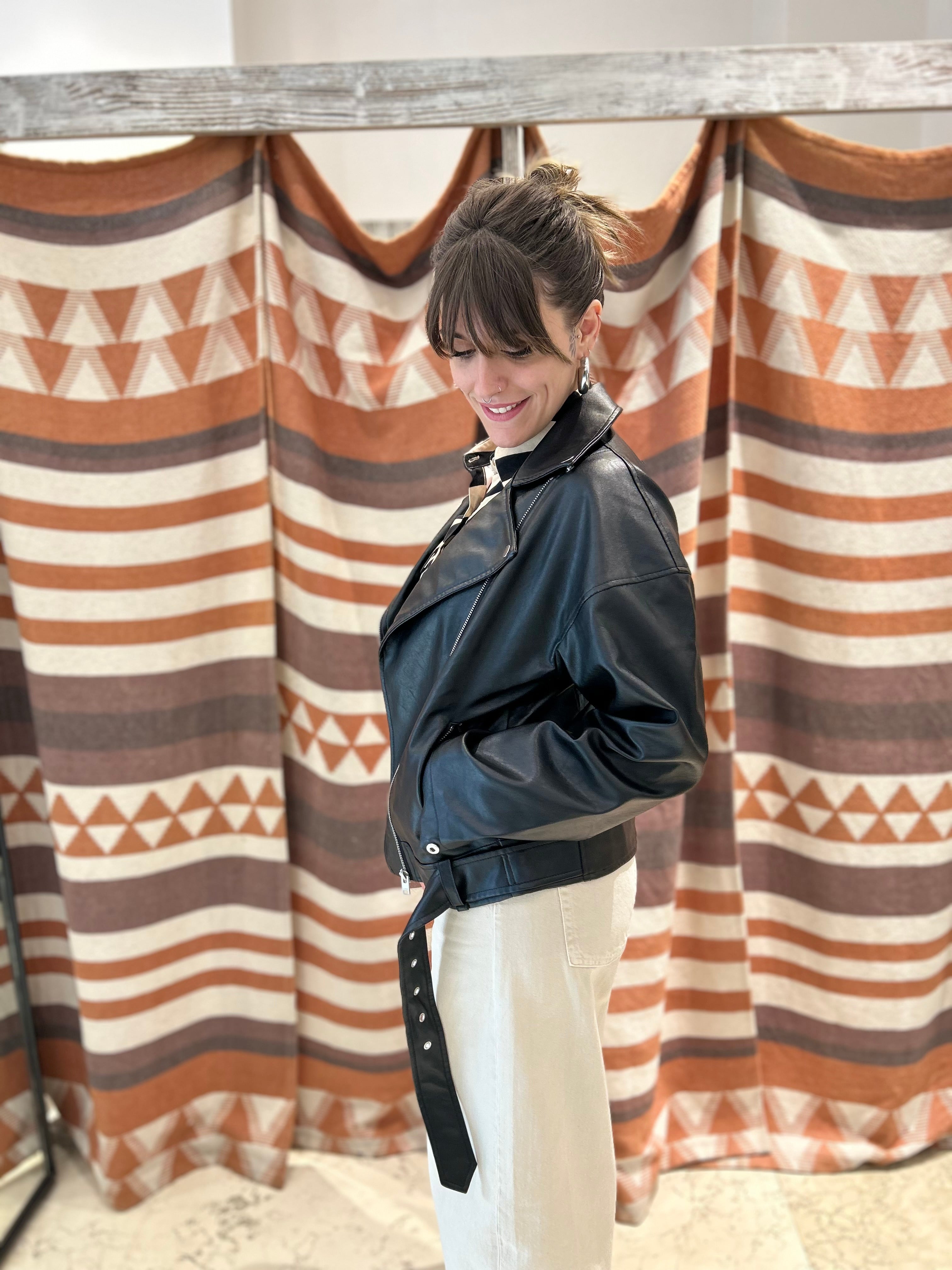 Chiodo JJXX oversize nero ecopelle