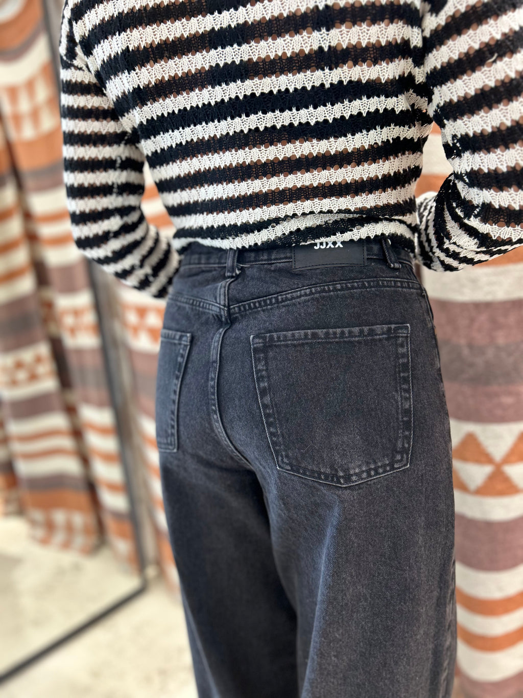 Jeans Palazzo JJXX Nero Orlo Taglio Vivo