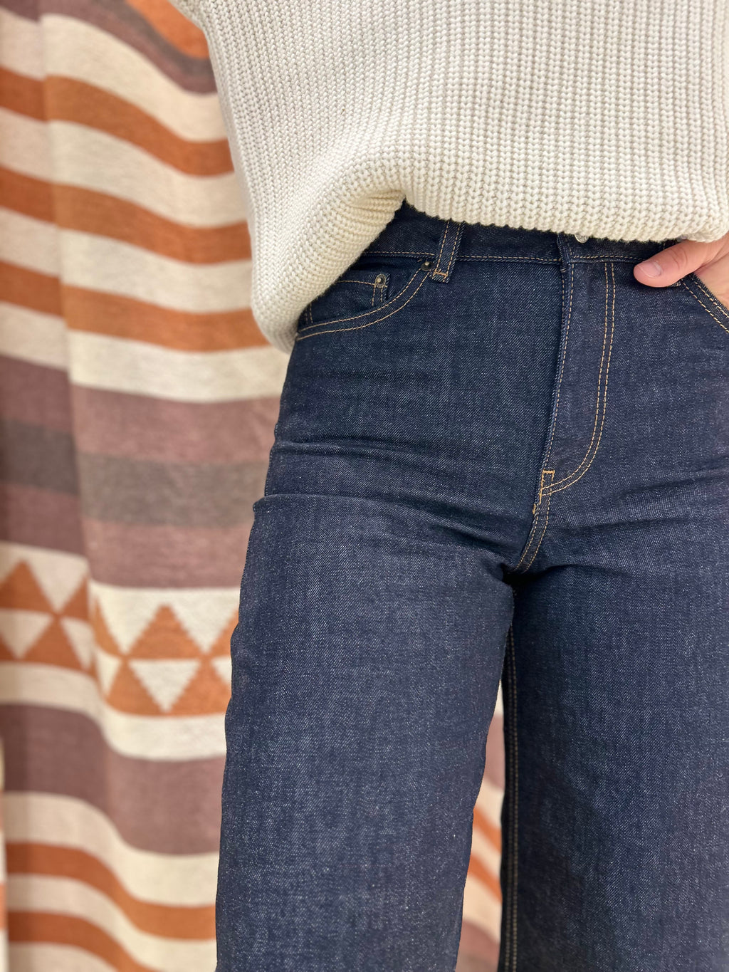 Jeans JJXX palazzo blu scuro risvolto