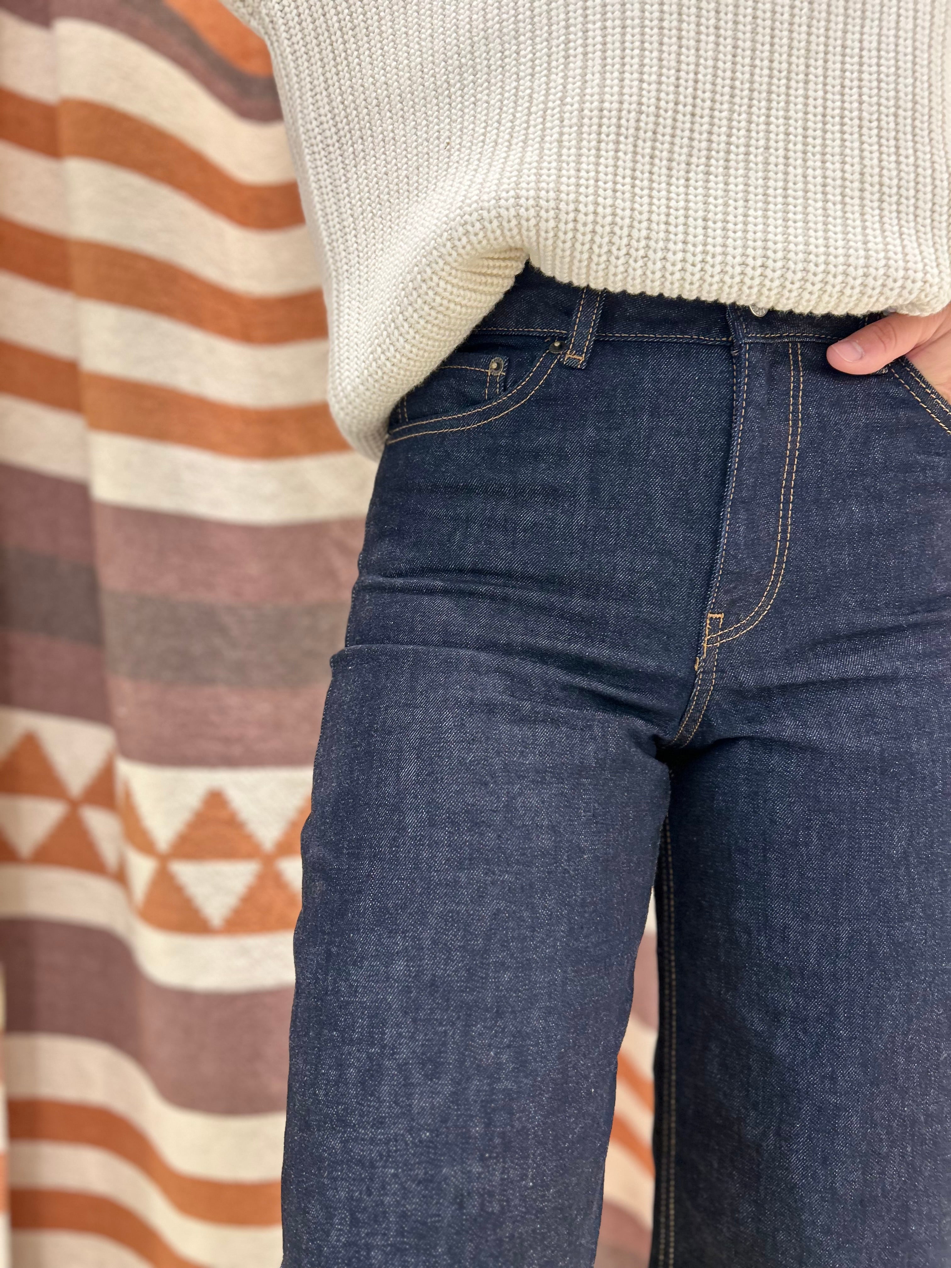 Jeans JJXX palazzo blu scuro risvolto