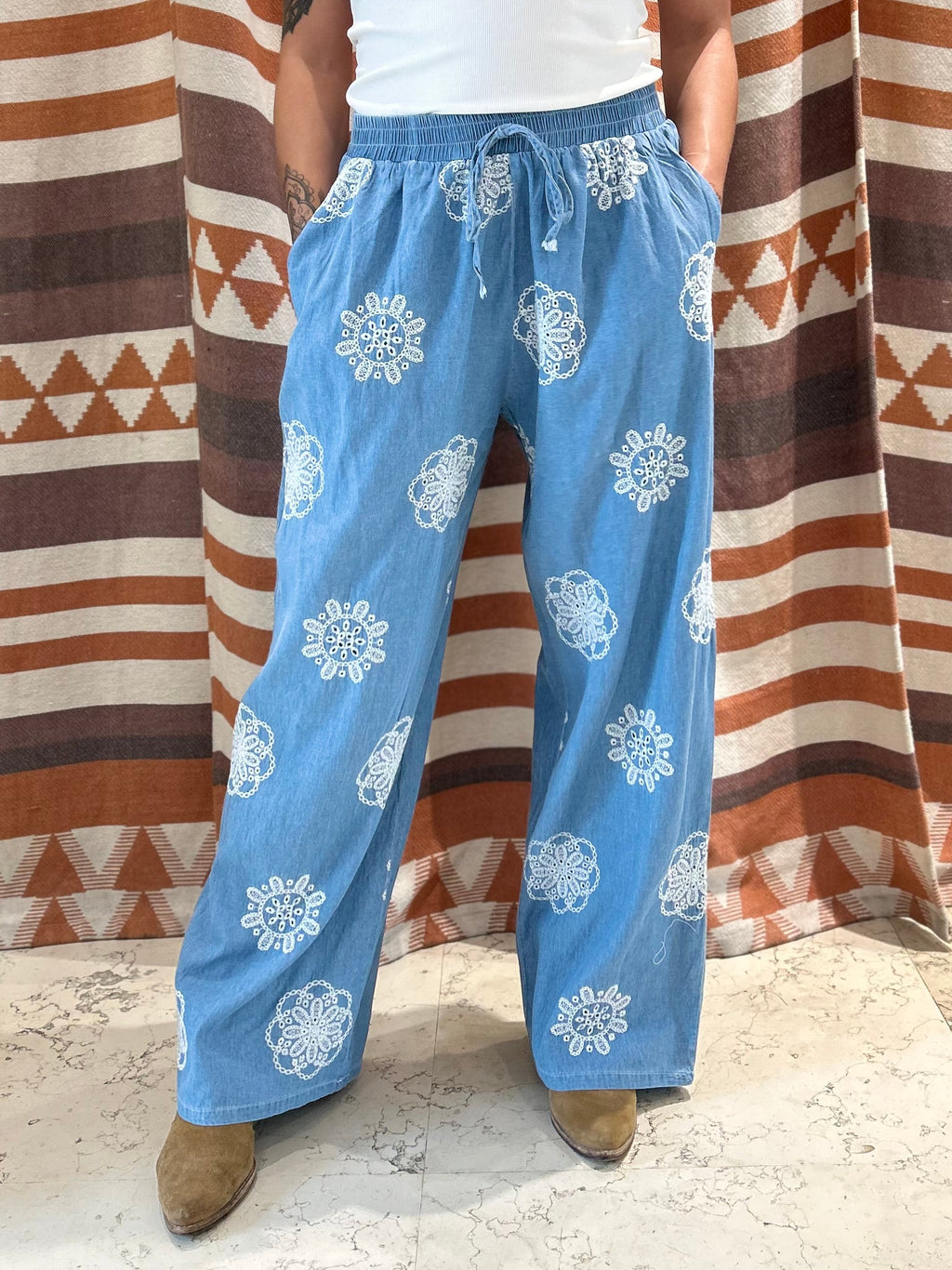 Pantalone INAPRIL1986 azzurro ethnic