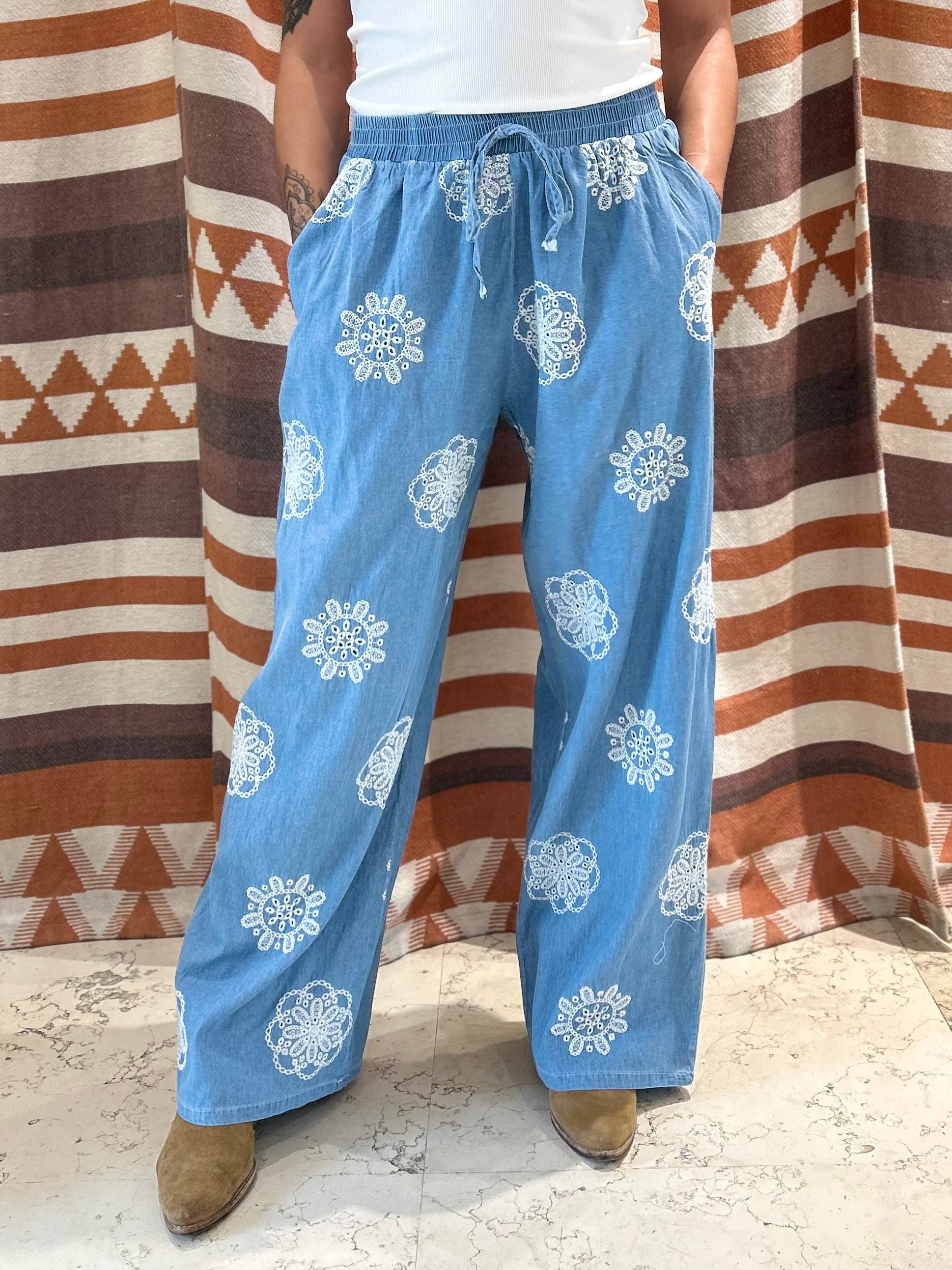 Pantalone INAPRIL1986 azzurro ethnic