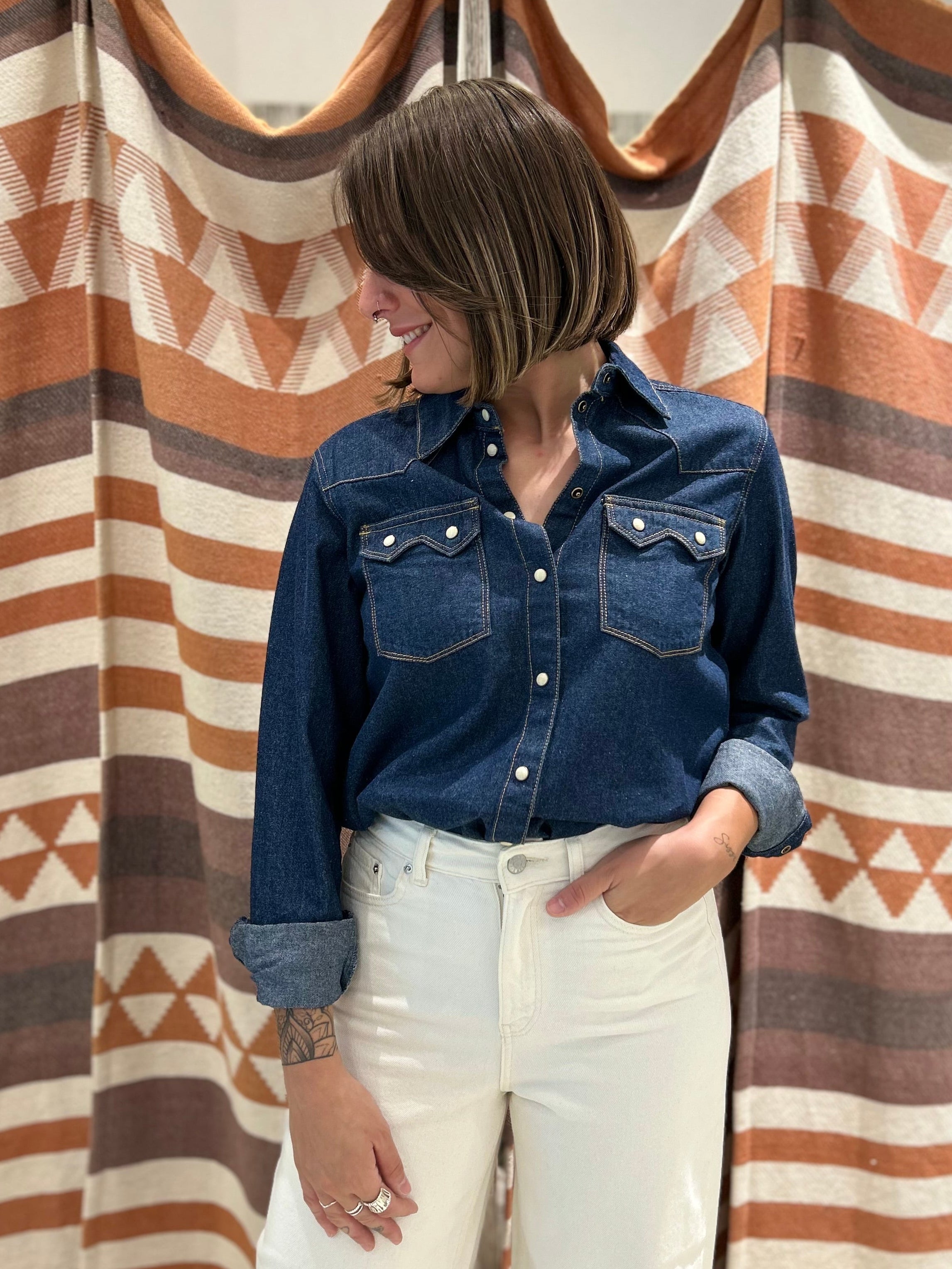Camicia di jeans JJXX blu scuro
