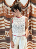 Top INAPRIL1986 crochet panna/rosso