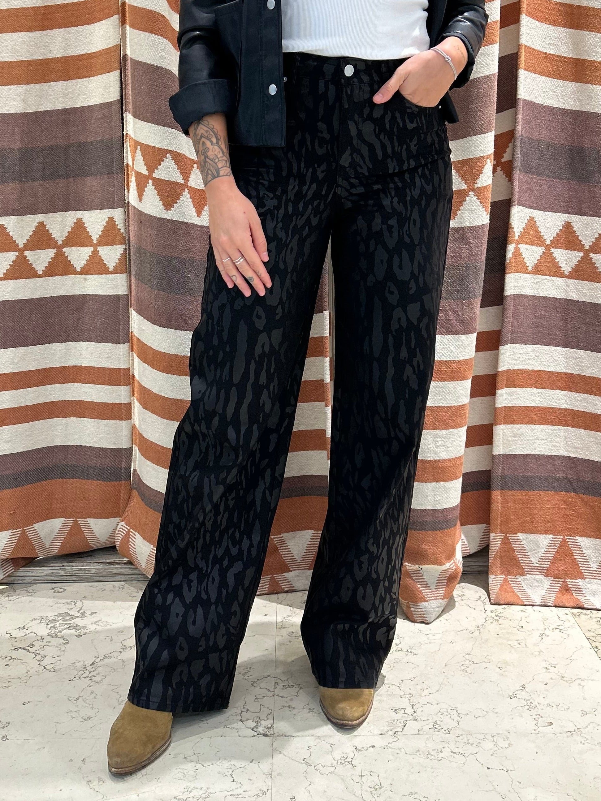 Jeans JJXX maculato nero palazzo