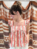 Top/camicia INAPRIL1986 righe/fiori rosso/beige