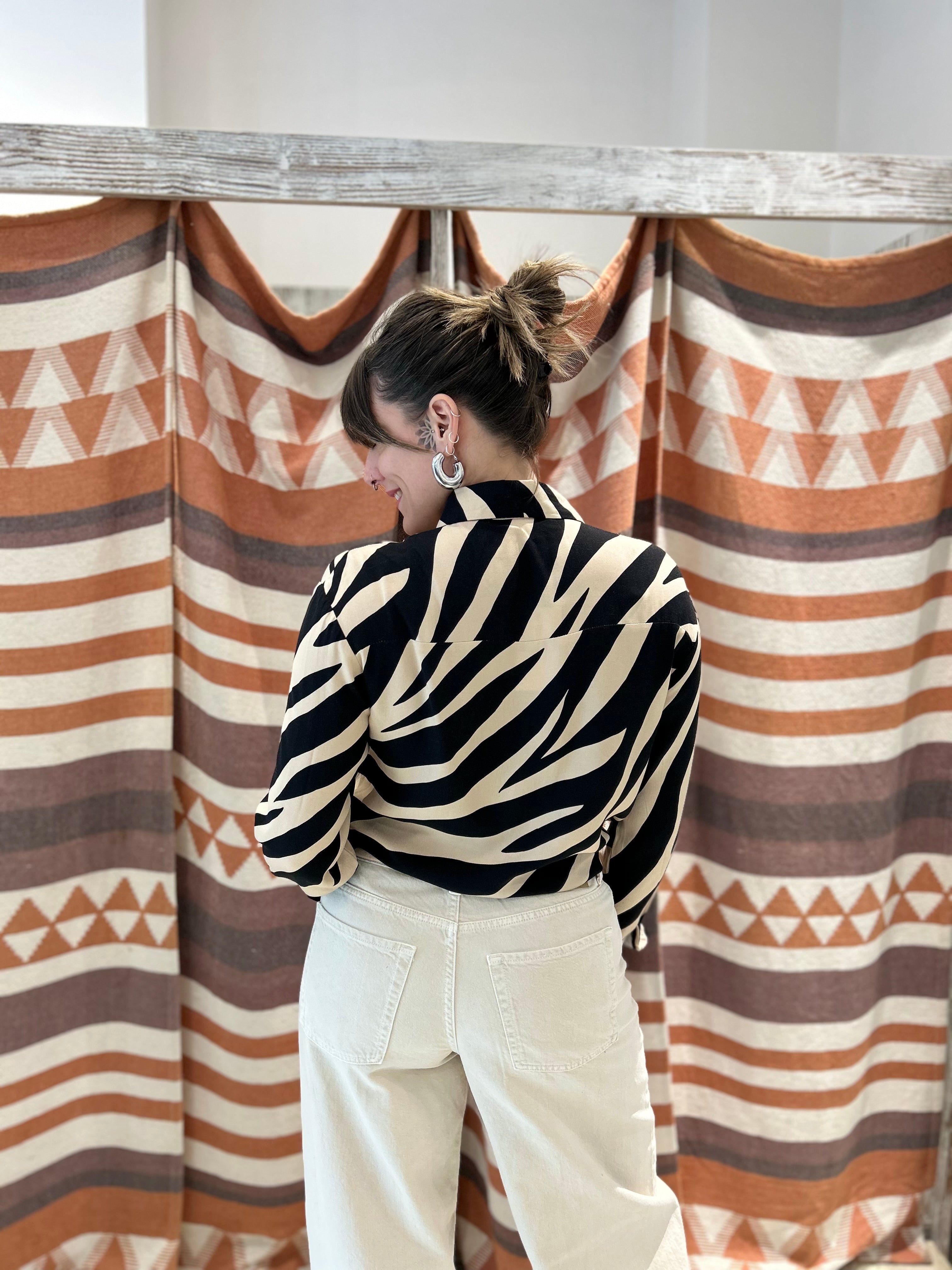Camicietta zebrata INAPRIL1986 beige e nero