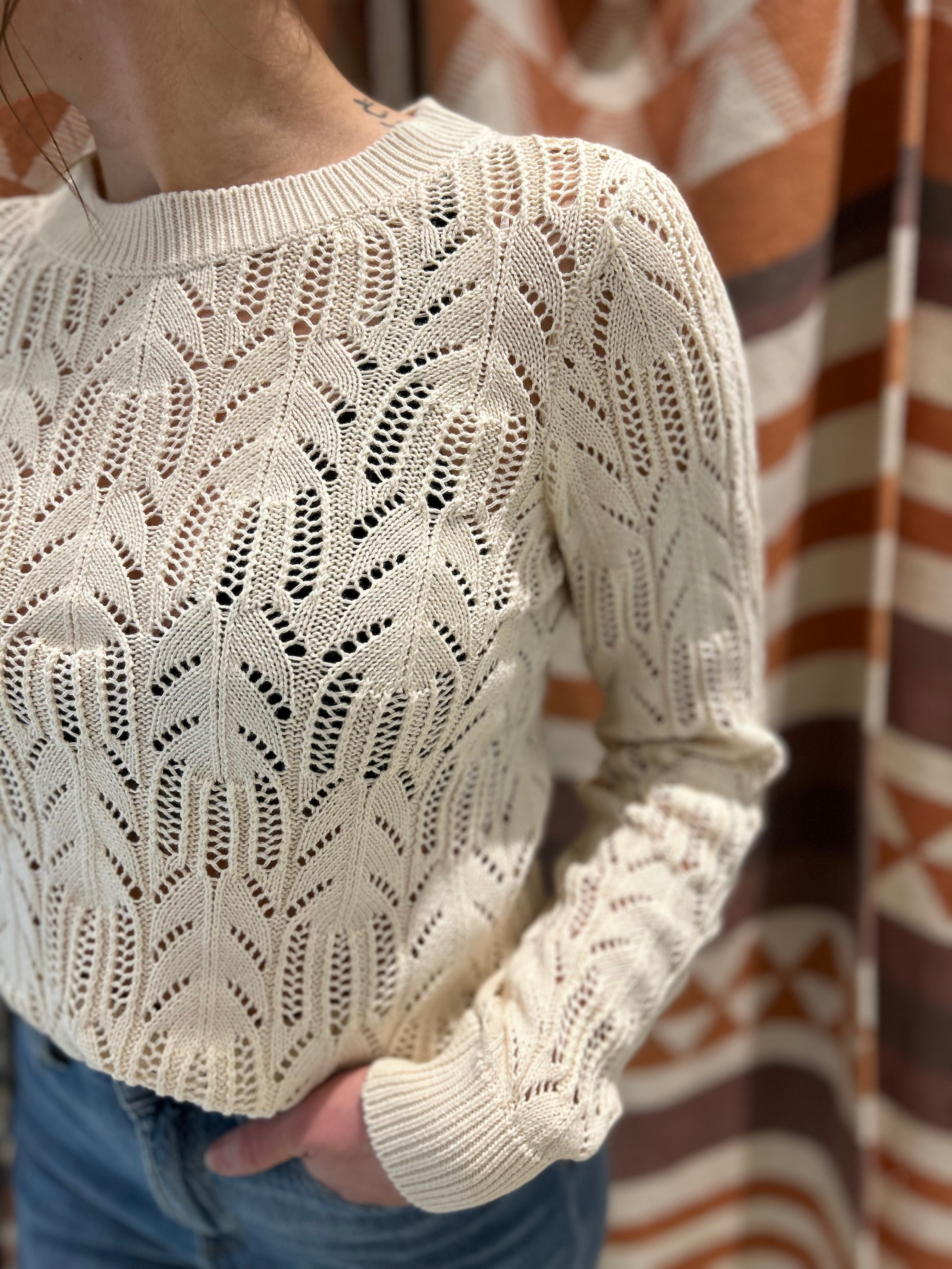 Maglia VILA panna trama verticale