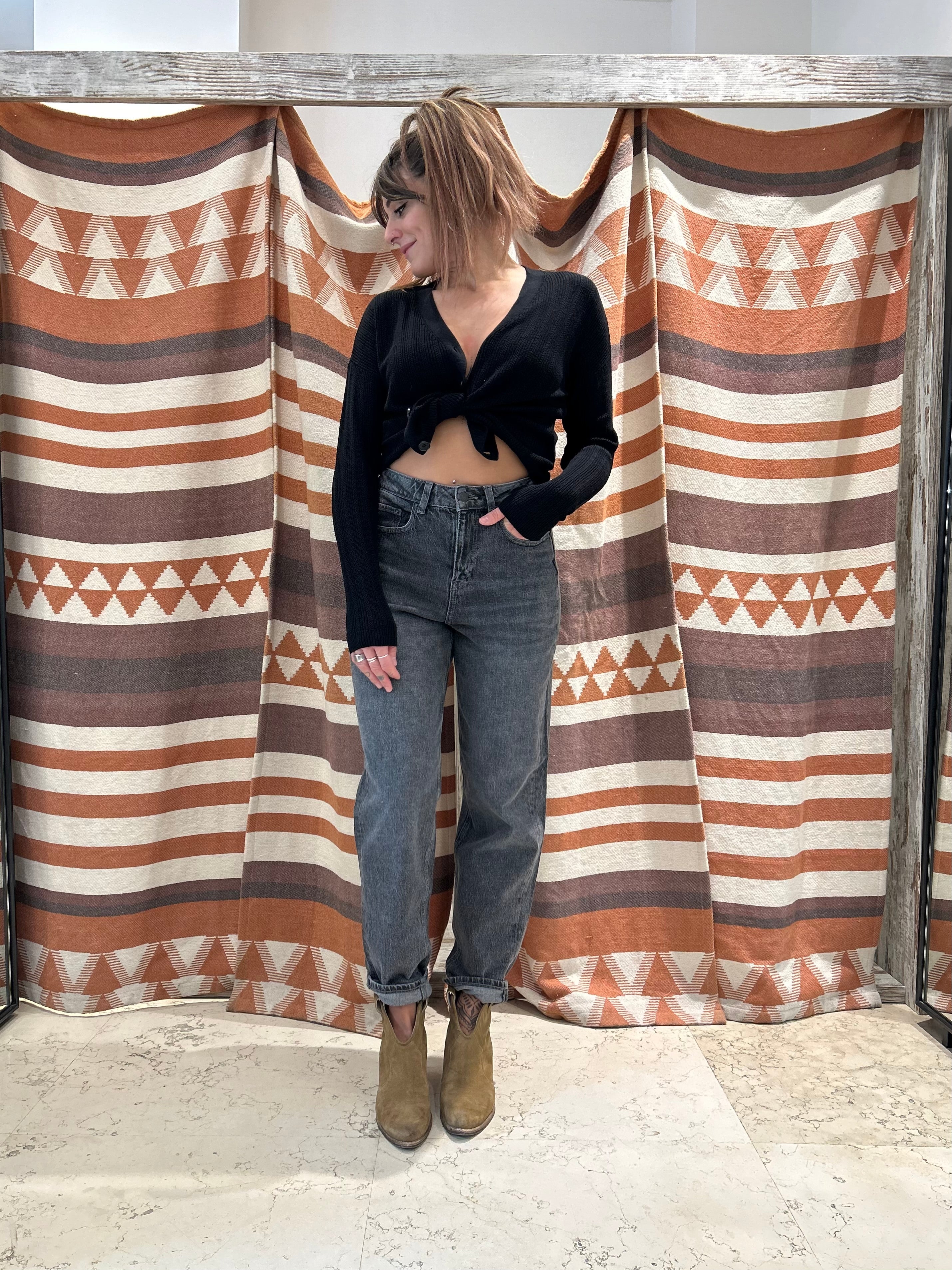 Jeans Mom Fit Grigio JJXX